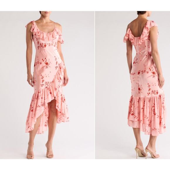 Cinq à Sept Kersti Floral Print Asymmetric Silk Dress Size 14 - Picture 1 of 8